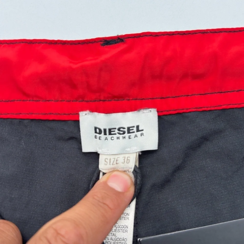 Diesel Waykeeki-F Board Shorts Men' Size 36 Metallic Swim Trunks Wet Look Coated